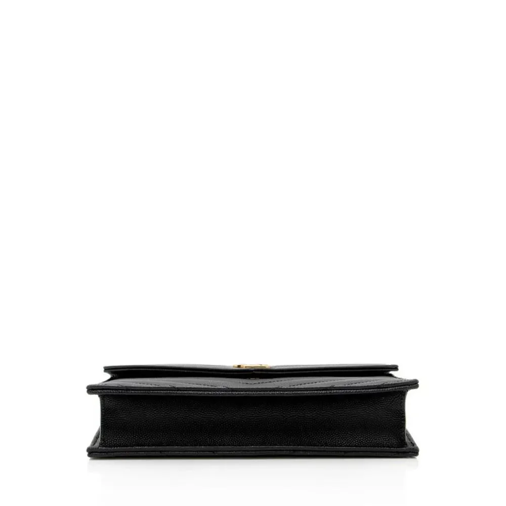 Saint Laurent Matelasse Grain de Poudre Monogram Envelope Chain Wallet - Picture 4 of 14